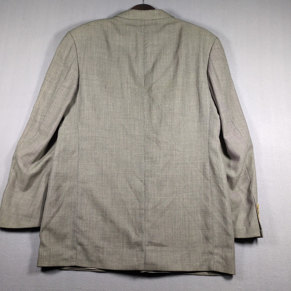 VTG Hugo Boss Blazer Mens 44L Brown Geometric 3 Button Sport Coat Wool - Picture 7 of 8
